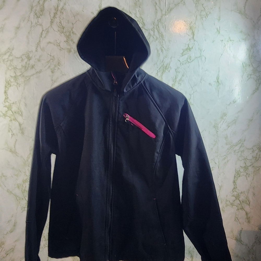 FREE TECH Black Hooded Fleece Lined Warm Jacket